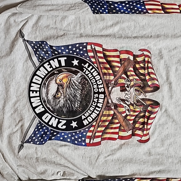 Hot Leathers Mens Lrg 2nd Amendment Down Flags' Eagle Double Sided L/Slv T-Shirt - Picture 5 of 14